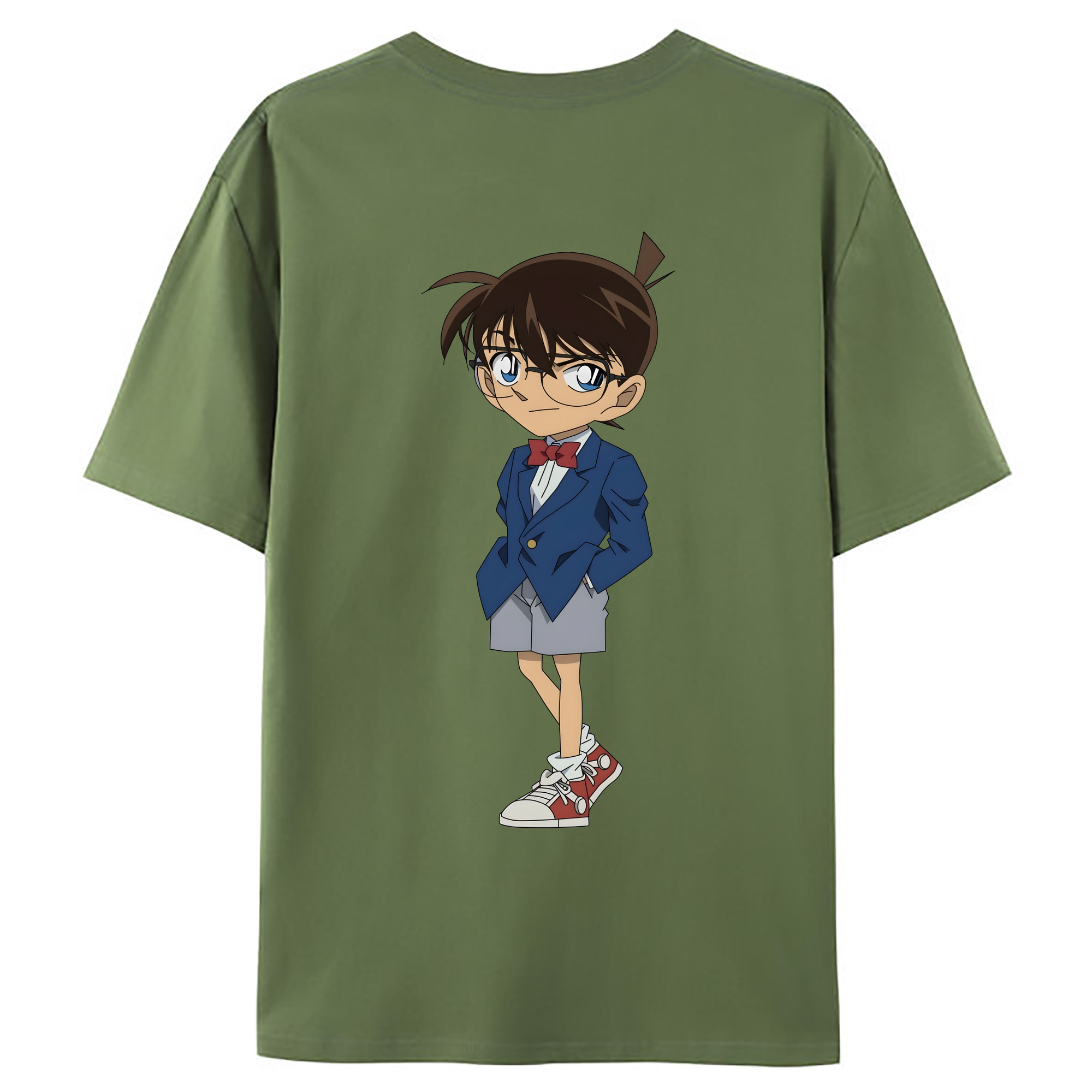 （画像用） 名探偵コナン 江戸川 コナン Detective Conan Conan Edogawa 綿100％ メンズ半袖Tシャツ（バックプリント） 通気性
